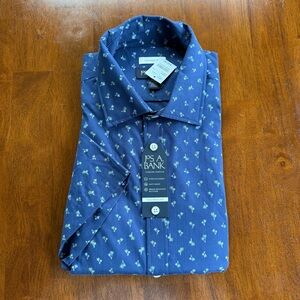 Jos. A. Bank Men Tailored Fit Palm Print Short Sleeve Button Down Shirt XL NWT